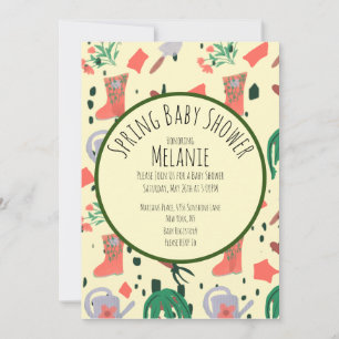 Invitation pour Baby Shower Plantes de Jardin Flor