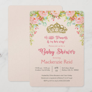 Invitation pour Baby Shower Princesse Florale