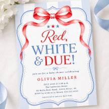 Invitation pour Baby Shower Red White & Due