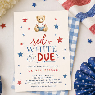 Invitation pour Baby Shower Red White & Due