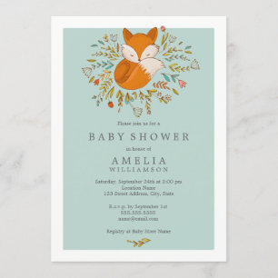 Invitation pour Baby Shower Renard des Bois Sucré