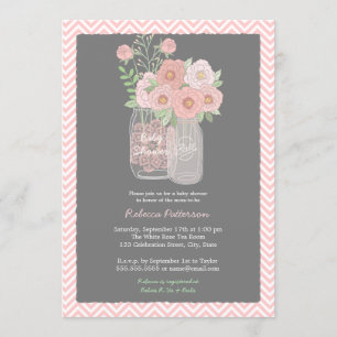Invitation pour Baby Shower Rose Fleur Sucrée en B