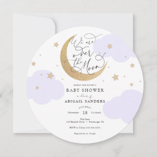 Invitation pour Baby Shower Rose Lunaire