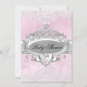 Invitation pour Baby Shower rose princesse Tiara &