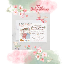Invitation pour Baby Shower rustique aquarelle fil