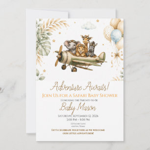 Invitation pour Baby Shower Safari Aventure en Rou