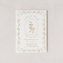 Invitation pour Baby Shower Silly Goose Fleurs Ble