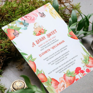 Invitation pour Baby Shower Strawberry Berry Sweet