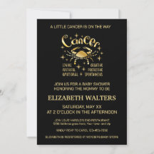 Invitation pour Baby Shower sur le Cancer Céleste