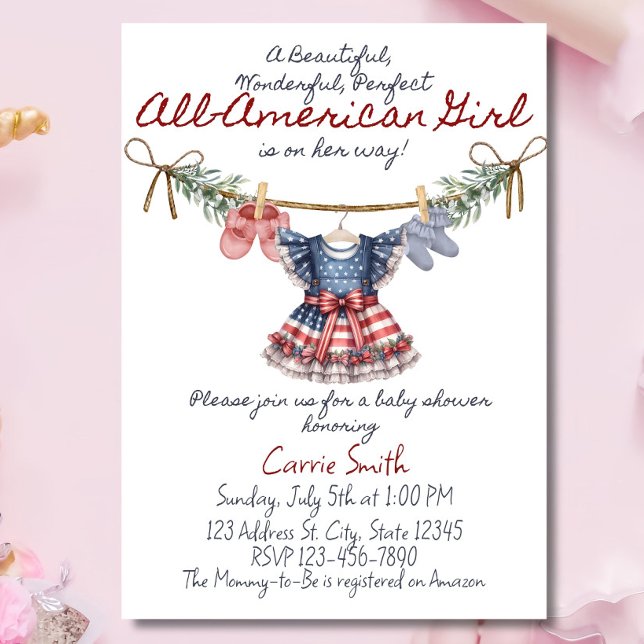 Invitation pour Baby Shower sur le thème All Ameri (Créateur téléchargé)