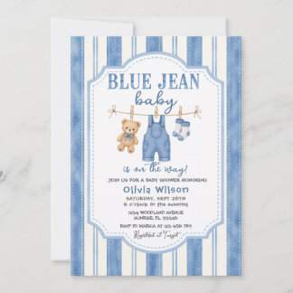 Invitation pour Baby Shower sur le thème du Denim 