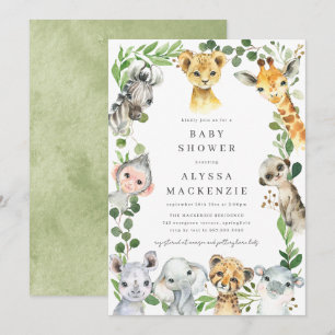 Invitation pour Baby Shower sur les Animaux de Saf