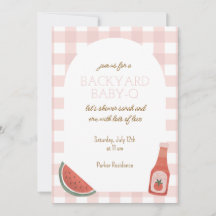 Invitation pour Baby Shower thème bébé-Q à carreau