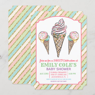 Invitation pour Baby Shower Thème Crème Glacée