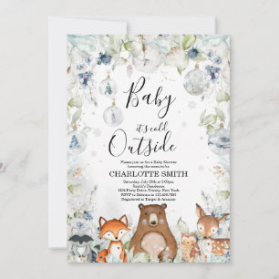Invitation pour Baby Shower Thème Forêt Arctique