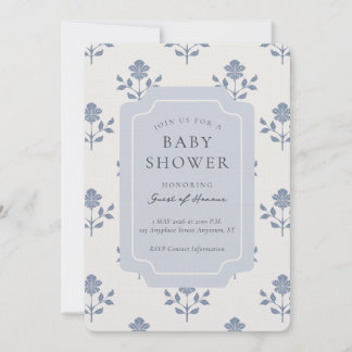 Invitation pour Baby Shower Vintage Iris Block Pri