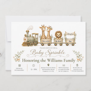 Invitation pour Baby Sprinkle Train Safari Grand F