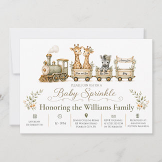Invitation pour Baby Sprinkle Train Safari Grande