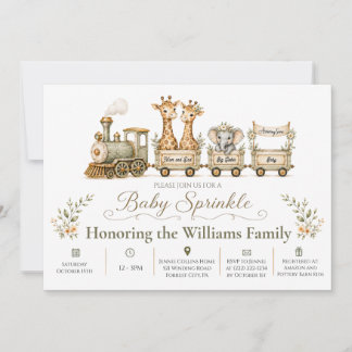 Invitation pour Baby Sprinkle Train Safari Grande