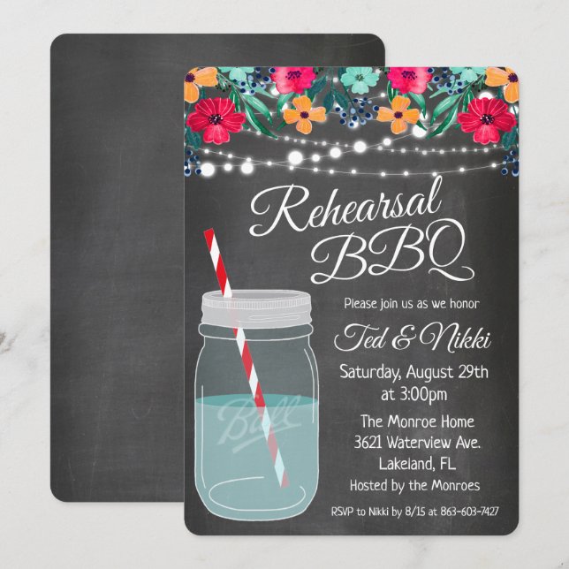 Invitation pour barbecue de répétition dans un pot (Devant / Derrière)