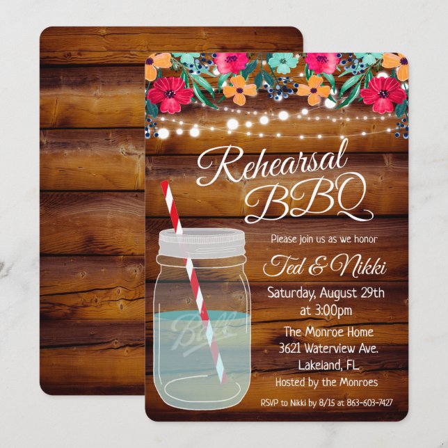 Invitation pour barbecue de répétition dans un pot (Devant / Derrière)