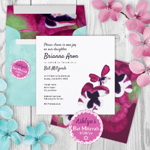 Invitation pour Bat Mitzvah aux pensées violet pou