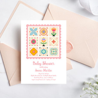 Invitation pour bébé à la douche en patchwork