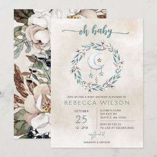 Invitation pour bébé bohème de genre neutre Oh Bab