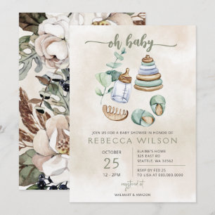 Invitation pour bébé bohème de genre neutre Oh Bab