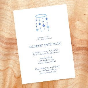 Invitation pour bébé garçon mobile étoile bleue
