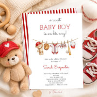 Invitation pour bébé garçon shower de baseball rou