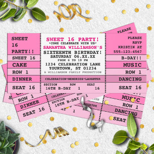 Invitation pour billet de concert Sweet 16