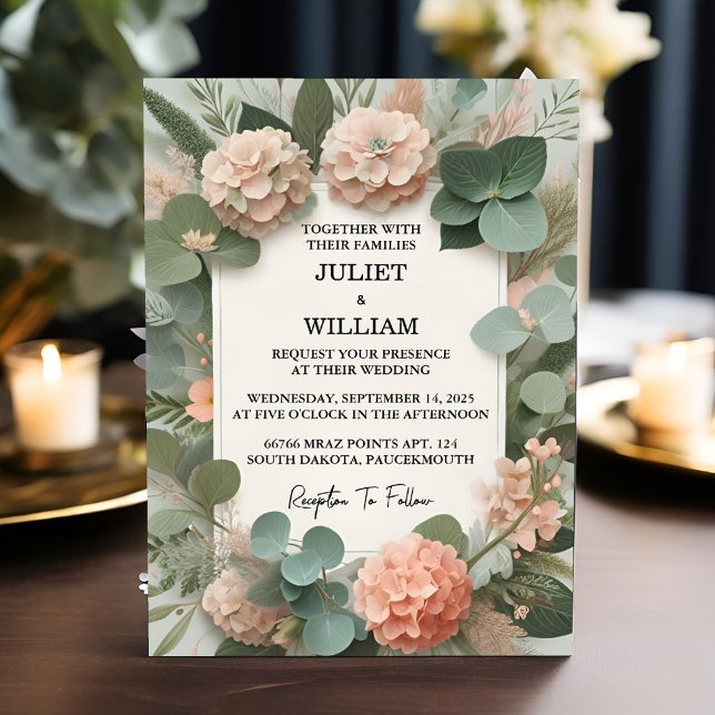 Invitation Pour Blush pastel Peach Mint Moss Sage Mariage ver (Créateur téléchargé)