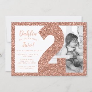 Invitation pour deuxième anniversaire Rose Gold, F