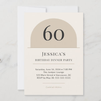 Invitation pour dîner d'anniversaire 60 ans avec a