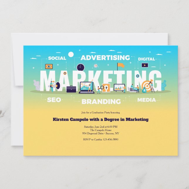 Invitation pour diplômé en marketing (Devant)