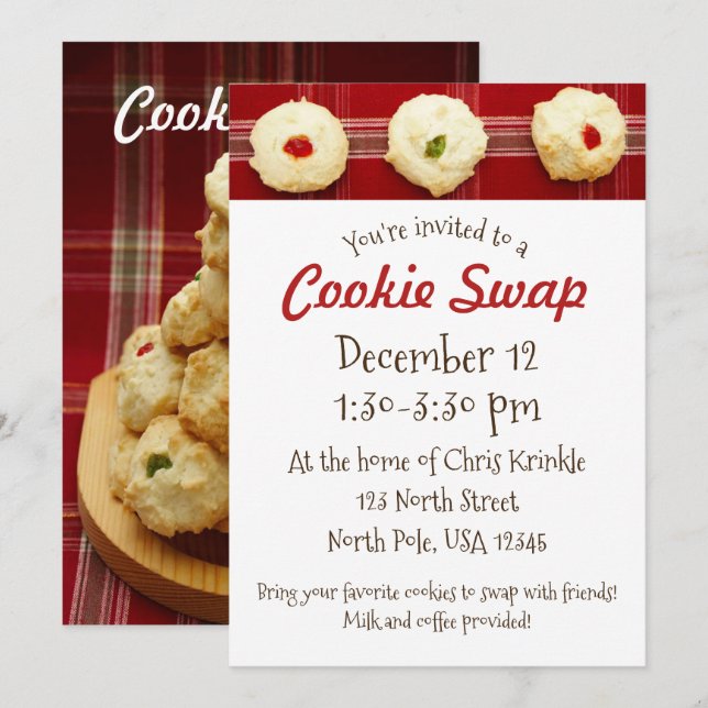 Invitation pour échange de biscuits empreintes au  (Devant / Derrière)