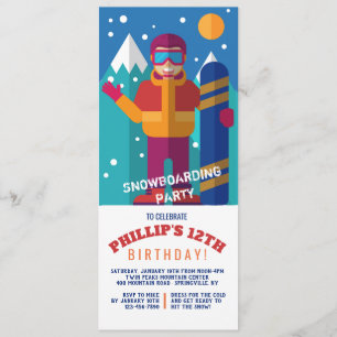 Invitation pour enfants de snowboard