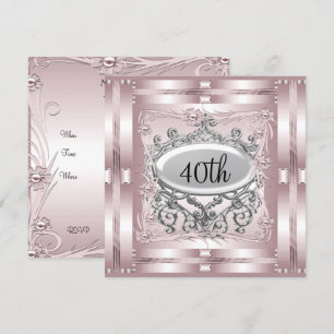 Invitation pour fête d'anniversaire 40 ans Rose