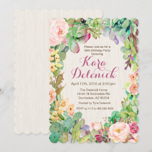 Invitation pour fête d'anniversaire de Cactus Flor