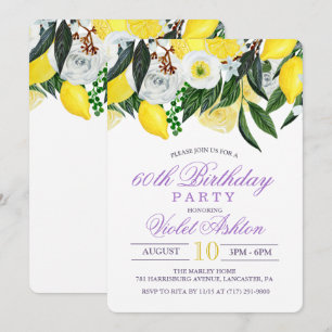 Invitation pour fête d'anniversaire Fleur de Citro