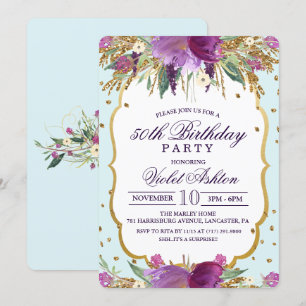 Invitation pour fête d'anniversaire florale TOUT Â
