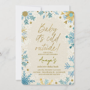 Invitation pour fête d'anniversaire hivernale avec