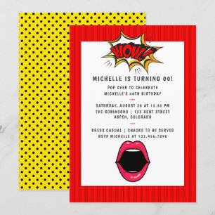 Invitation pour fête d'anniversaire Pop Art Comic
