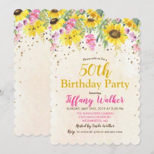 Invitation pour fête d'anniversaire Tournesol - TO
