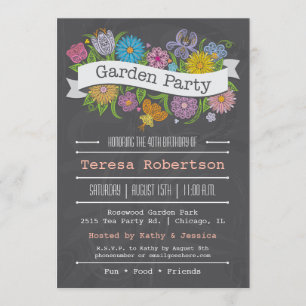 Invitation pour fête de jardin avec bannière flora