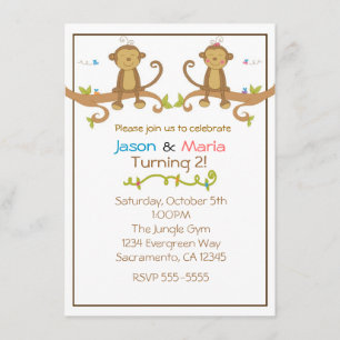 Invitation pour fête de jumeaux garçon fille Baby 
