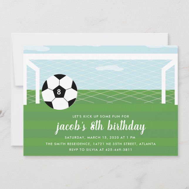 Invitation pour fêtes d'anniversaire de Soccer Fun (Devant)