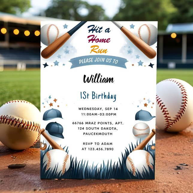 Invitation Pour Homme Ball Wood Jeu Équipe Baseball 1er Anniv (Créateur téléchargé)