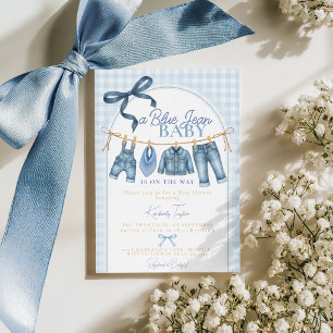 Invitation pour la Baby Shower "Bébé en Jean Bleu"